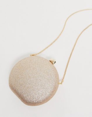 Forever New Round Glitter Clutch Bag In Gold