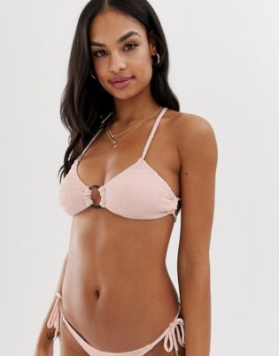 Conjunto de bikini texturizado de Miss Selfridge en rosa | Asos