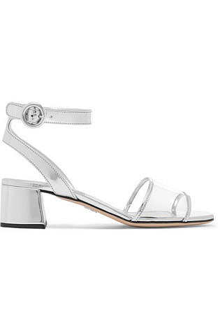 Prada Metallic Leather And Pvc Sandals