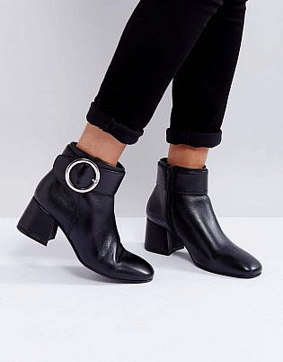 Park Lane Buckle Mid Heel Leather Boot