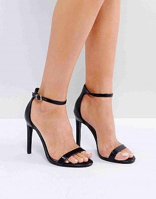 Public Desire Avril Black Barely There Heeled Sandals