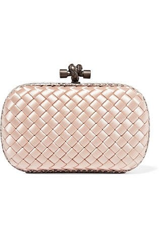 The Knot Watersnake Trimmed Intrecciato Satin Clutch