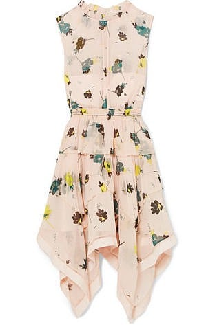 Tiered Floral Print Chiffon Dress