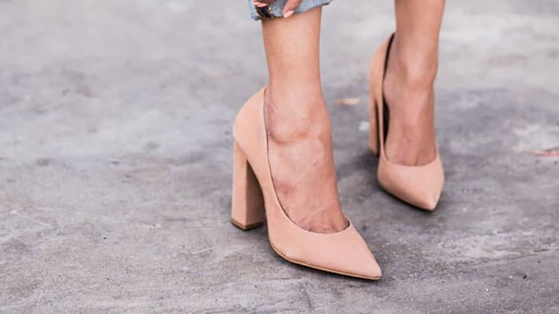 Womens Office Slip On Round Toe High Cuban Heel Platform Pumps Working OL Shoes 