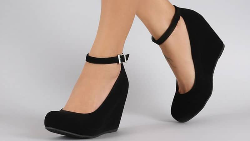 black closed high heels