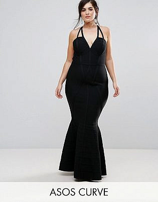 ASOS CURVE Premium Bandage High Apex Maxi Dress