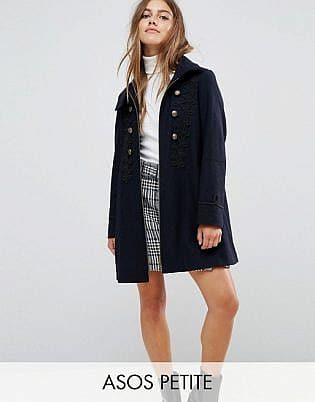ASOS PETITE Military Coat with Frogging Detail