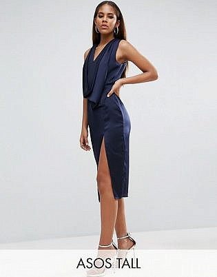 ASOS TALL Extreme Cowl Front Cut Out Back Midi Dress