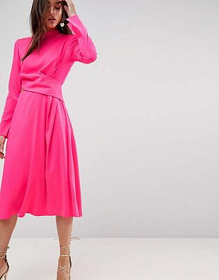 long sleeve midi dress for wedding guest