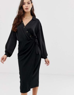 black and smart shirt dress