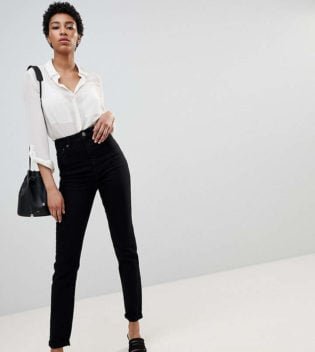 Asos Tall Asos Design Tall Farleigh High Waisted Slim Mom Jeans In Clean Black