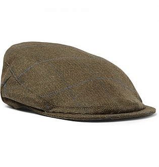 Checked Wool-Blend Tech-Tweed Flat Cap
