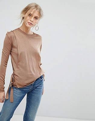 Current Air Tie Detail Long Sleeve Top