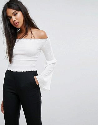 Ivyrevel Off Shoulder Flared Sleeve Crop Top