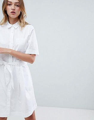 Monki Midi Shirt Dress In White