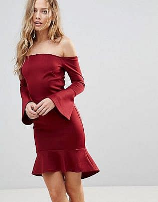 Oh My Love Off Shoulder Flute Sleeve Mini Dress