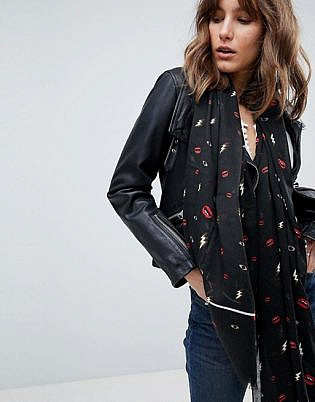 Pieces Printed Lightweight Scarf