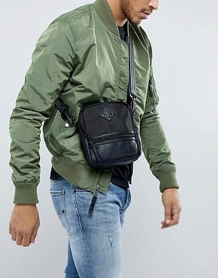 Pull&Bear Cross Body Flight Bag In Black