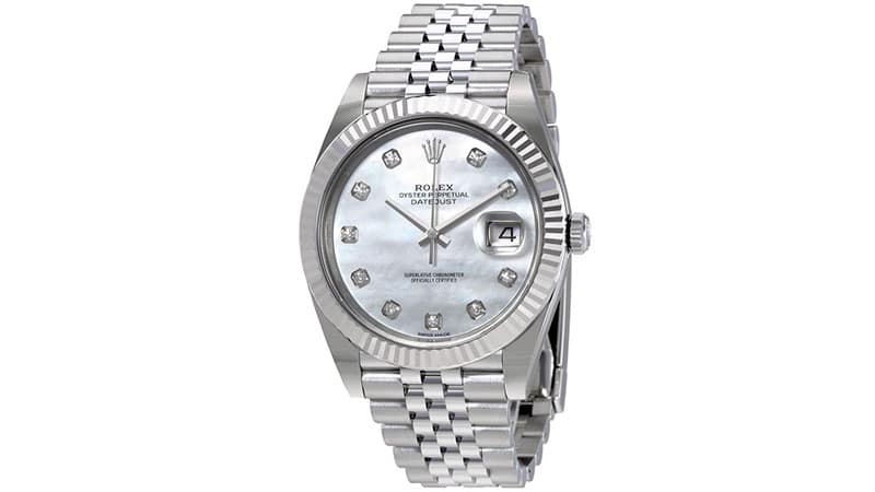 Rolex Oyster Perpetual Datejust White Mother of Pearl Diamond Dial Men's Watch