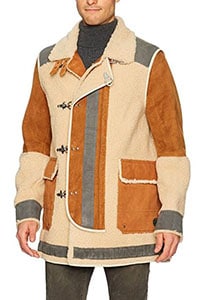 Scotch & Soda Men's Long Outdoor Jacket in Mix and Match Shearling and Suede Quali