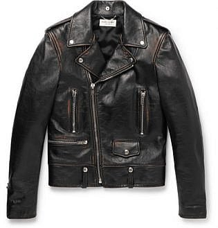 Slim-Fit Burnished-Leather Biker Jacket