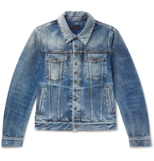 Slim Fit Distressed Denim Jacket