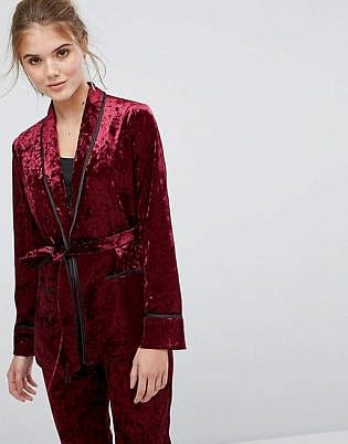True Decadence Premium Crushed Velvet Tie Waist Suit Top