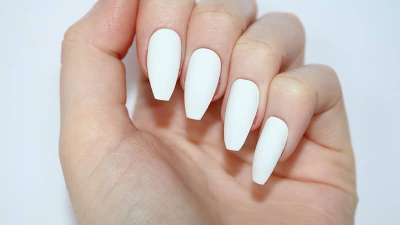 White Coffin Nails with Glitter - wide 4