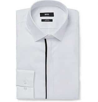 White Jamis Slim-Fit Cutaway-Collar Cotton Shirt