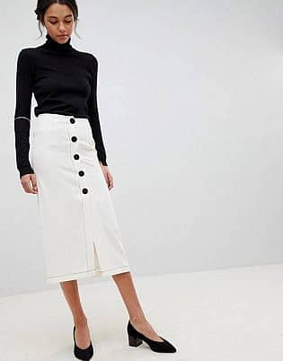 Asos Design Midaxi Skirt With Contrast Buttons