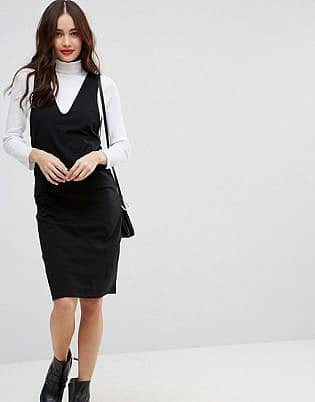 ASOS Midi Column Pinafore Dress with V Front