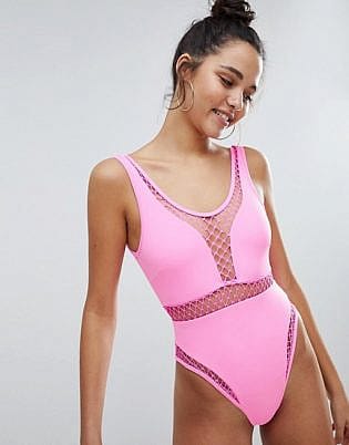 Asos Oversize Fishnet Insert Swimsuit