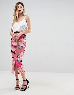 ASOS Scuba Pencil Skirt in Floral Print