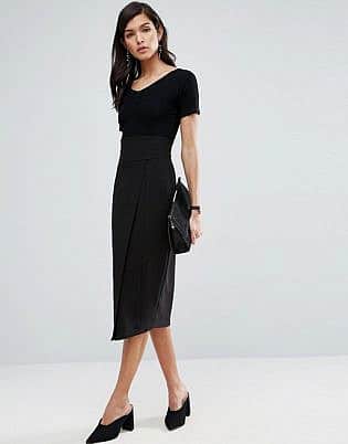 Asos Wrap Front Pencil Skirt With Corseted Waist