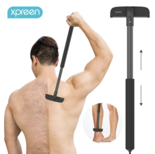 Back Shaver For Men, Xpreen Adjustable Telescopic Back Hair Removal Shaver, Portable Painless Back Hair Trimmer Professional Body Groomer For Wet Or Dry Trimmer Kit