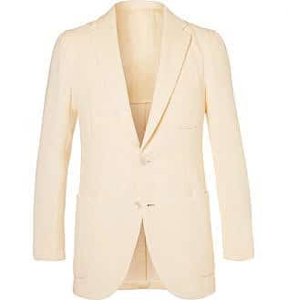 Cream Stretch Cotton Blend Corduroy Suit Jacket