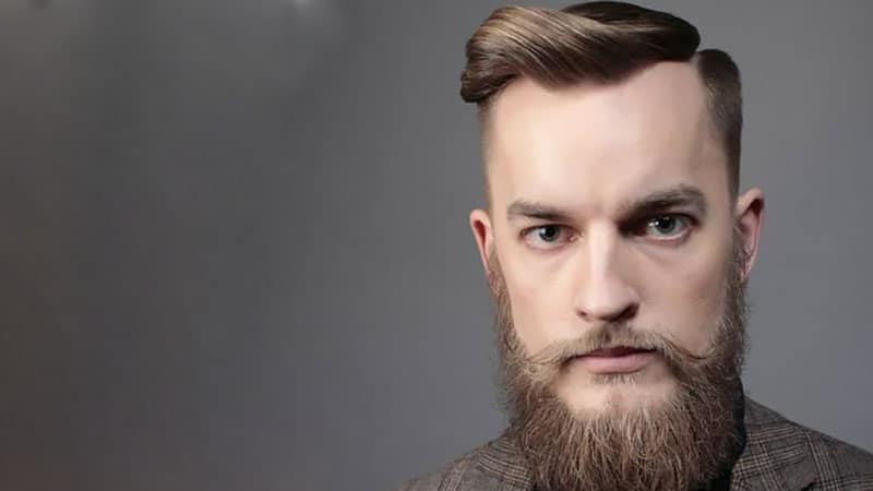 Hard Part Hairstyle with Beard