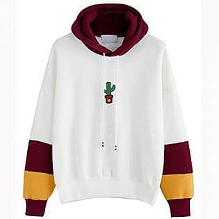 LOOKATOOL Womens Long Sleeve Cactus Print Hoodie Sweatshirt Hooded Pullover Tops Blouse