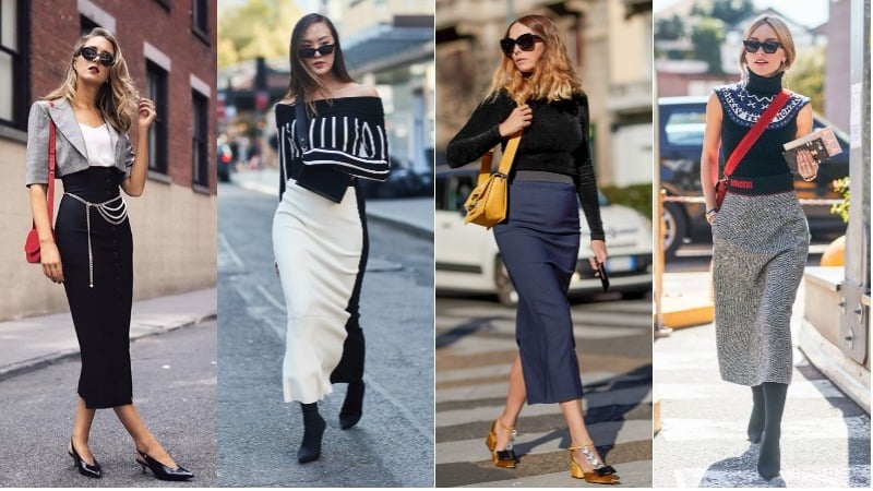 casual pencil skirt outfits