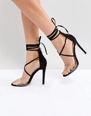 Public Desire Aster Black Clear Strappy Sandals