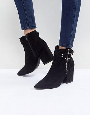 Raid Audra Black Heeled Ankle Boots