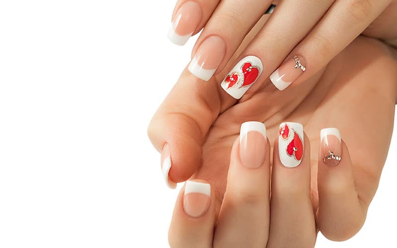 Red Heart Wedding Nails