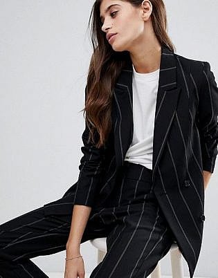 Vero Moda Striped Double Breasted Blazer