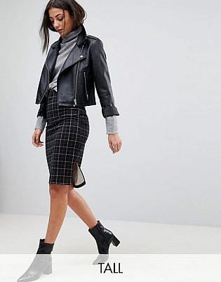 Vero Moda Tall Grid Check Pencil Skirt