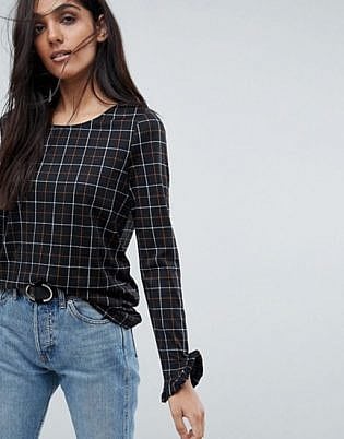 Vero Moda Tall Grid Check Print Top