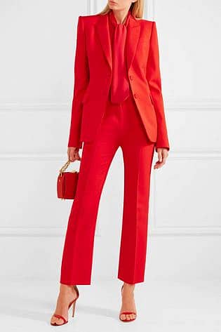 Alexander Mcqueen Wool Blend Slim Leg Pants Red