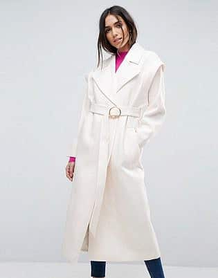 Asos Belted 80's Coat With Batwing Sleeve