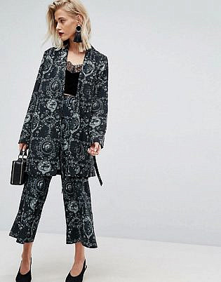 Asos Tailored Ornate Print Culotte Suit