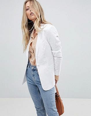 Asos Tailored Single Breasted Linen Blazer