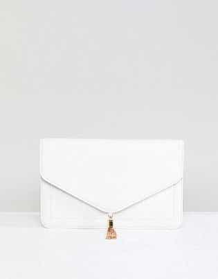 Asos Tassel Clutch Bag In Water Based Pu